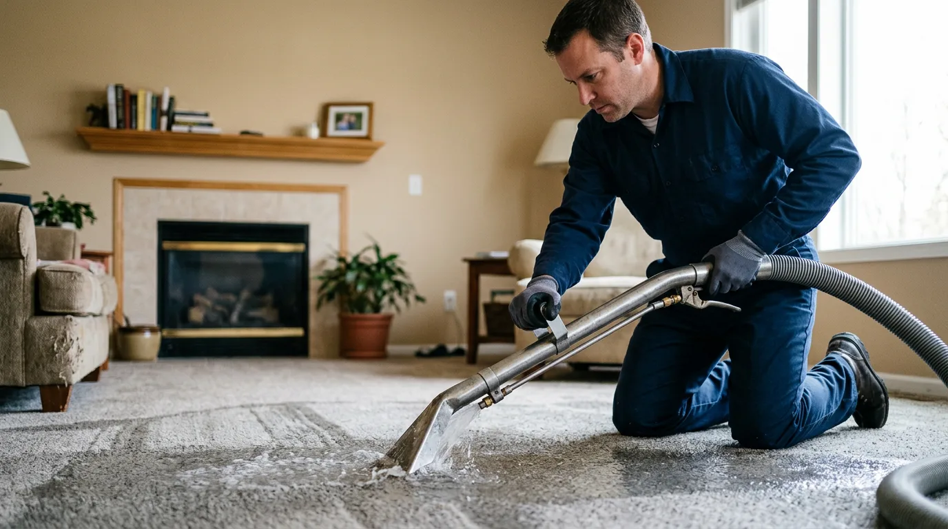 Water damage restoration technician working near Kerkhoven, MN